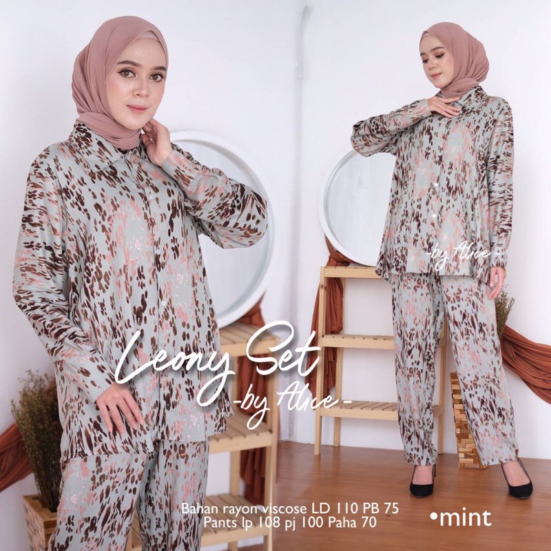 DAILY SET TERLARIS COD KATUN ADEM BUSUI LEONY SET LEOPARD MACAN