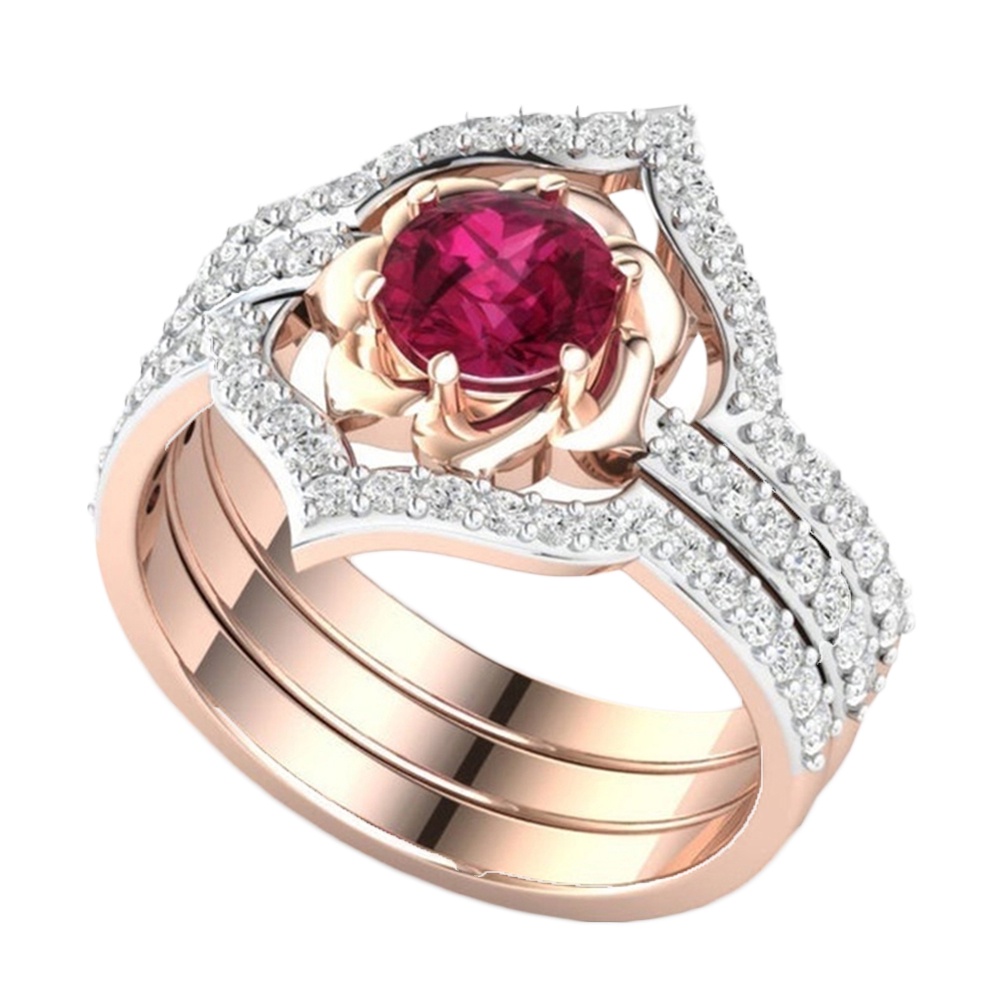Hu Hu Hu Hu Hu Alat Bantu Pasang Kacamata♡ 3pcs Cincin Wanita Hias Rubyberlian Imitasi Gaya Elegan Untuk Hadiah