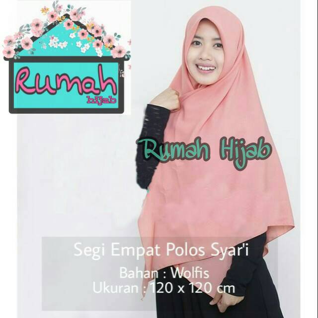JILBAB SEGI EMPAT 120x120 cm SYARI POLOS WOLFIS/GROSIR HIJAB SYARI MURAH