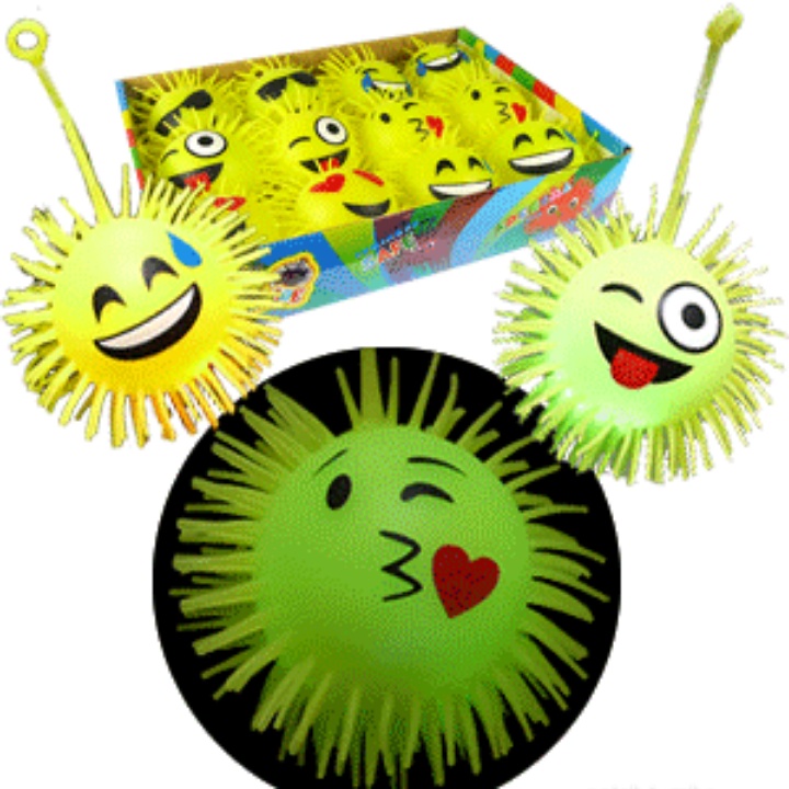 Yoyo Bola Jelly EMOJI SMILEY Smile Emo Emoticon Mainan Anak Squishy Puffer Ball LED Lampu