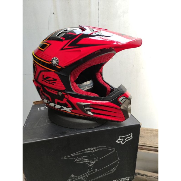 HELM TRAIL FOX PILOT V2 RACE RED ORIGINAL motocross helmet grasstrack