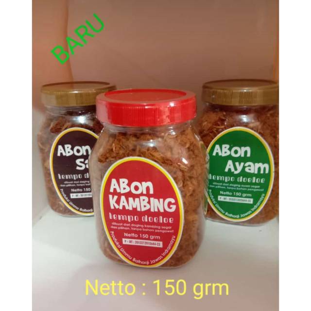 

ABON TEMPOE DOELOE 3PILIHAN RASA AYAM, KAMBING, SAPI.