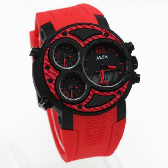100% ORIGINAL WATERRESIST Jam Tangan pria ALFA TRIPLETIME RUBBER