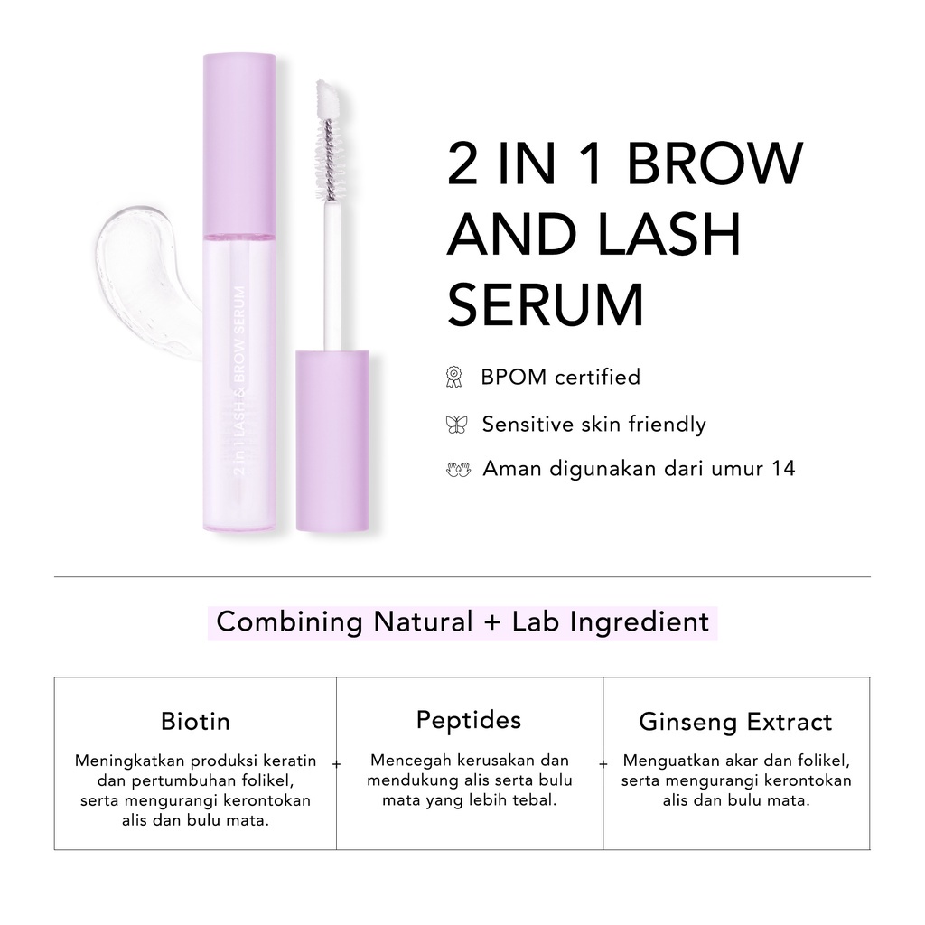 (READY) The Originote 2 in 1 Lash &amp; Brow Serum - Memanjangkan dan Meningkatkan Volume Alis dan Bulu Mata with Biotin + Peptides