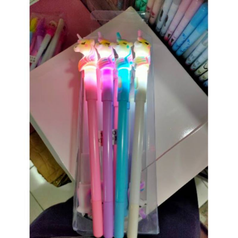 Pen Gel Kepala Unicornisi Lampu box 12pcs