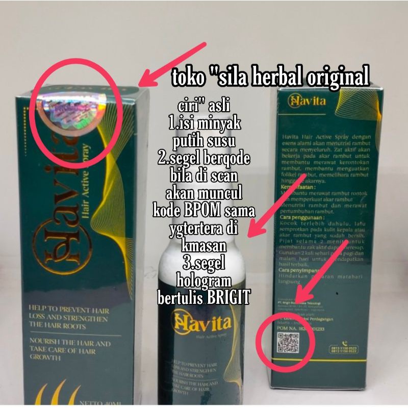 HAVITA ASLI ORIGINAL SPRAY VITAMIN PENUMBUH RAMBUT MENGATASI KERONTOKAN KEBOTAKAN