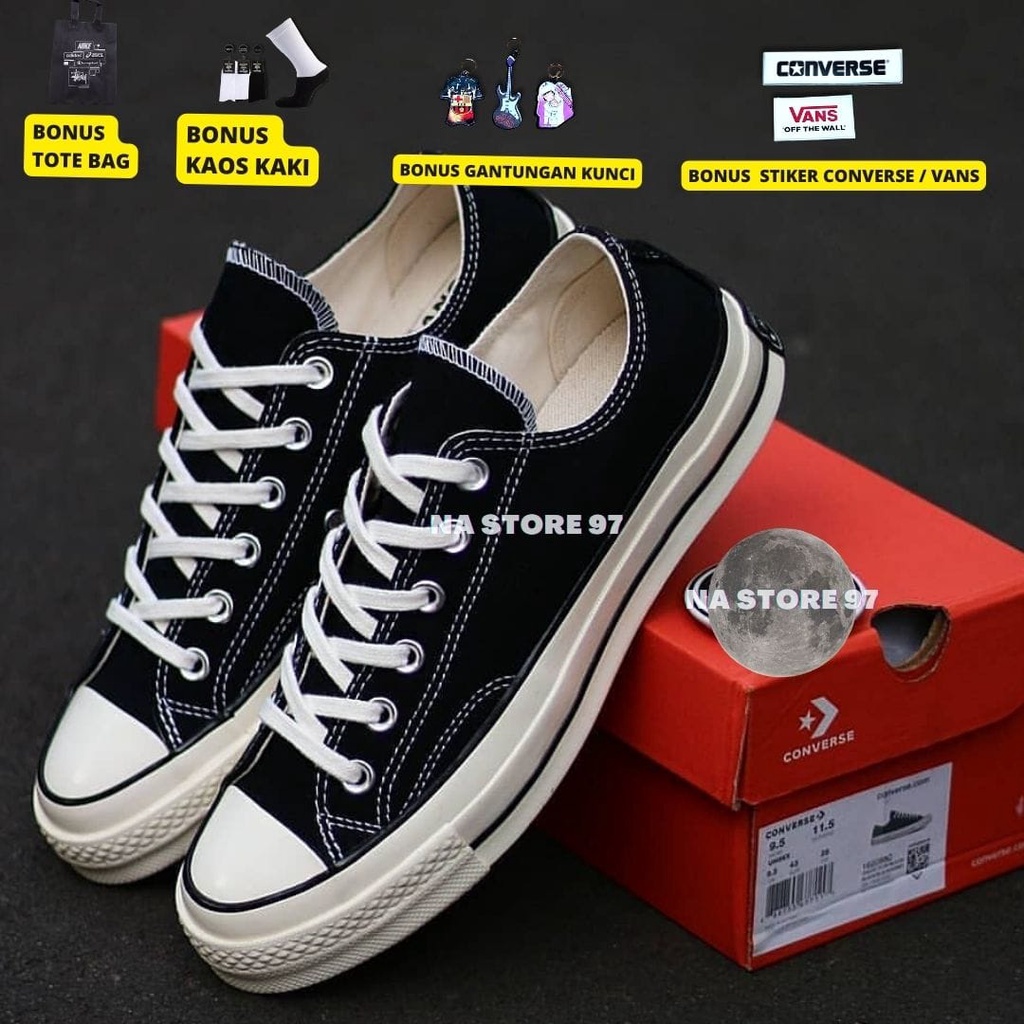 SEPATU C0NVERSE 70S BLACK WHITE OX PREMIUM BNIB MURAH