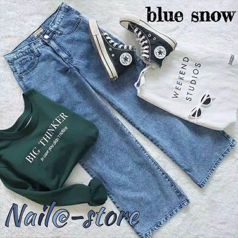 NEW SALE HOT SALE CELANA KULOT WANITA  PANJAN KEKINIAN/Celana jeans wanita/PROMO CELANA KULOT JEANS HIGH WAIST SNOW PREMIUM# KULOT JEANS SNOW #CELANA WANITA#CELANA KULOT JEANS-blue snow