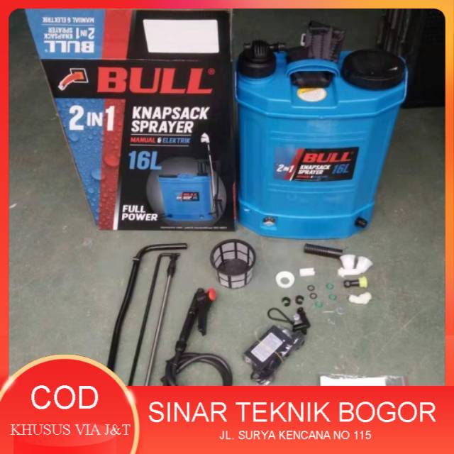 Bull Knapsack Sprayer 16Liter 2 in 1 semprotan hama elektrik 2 fungsi