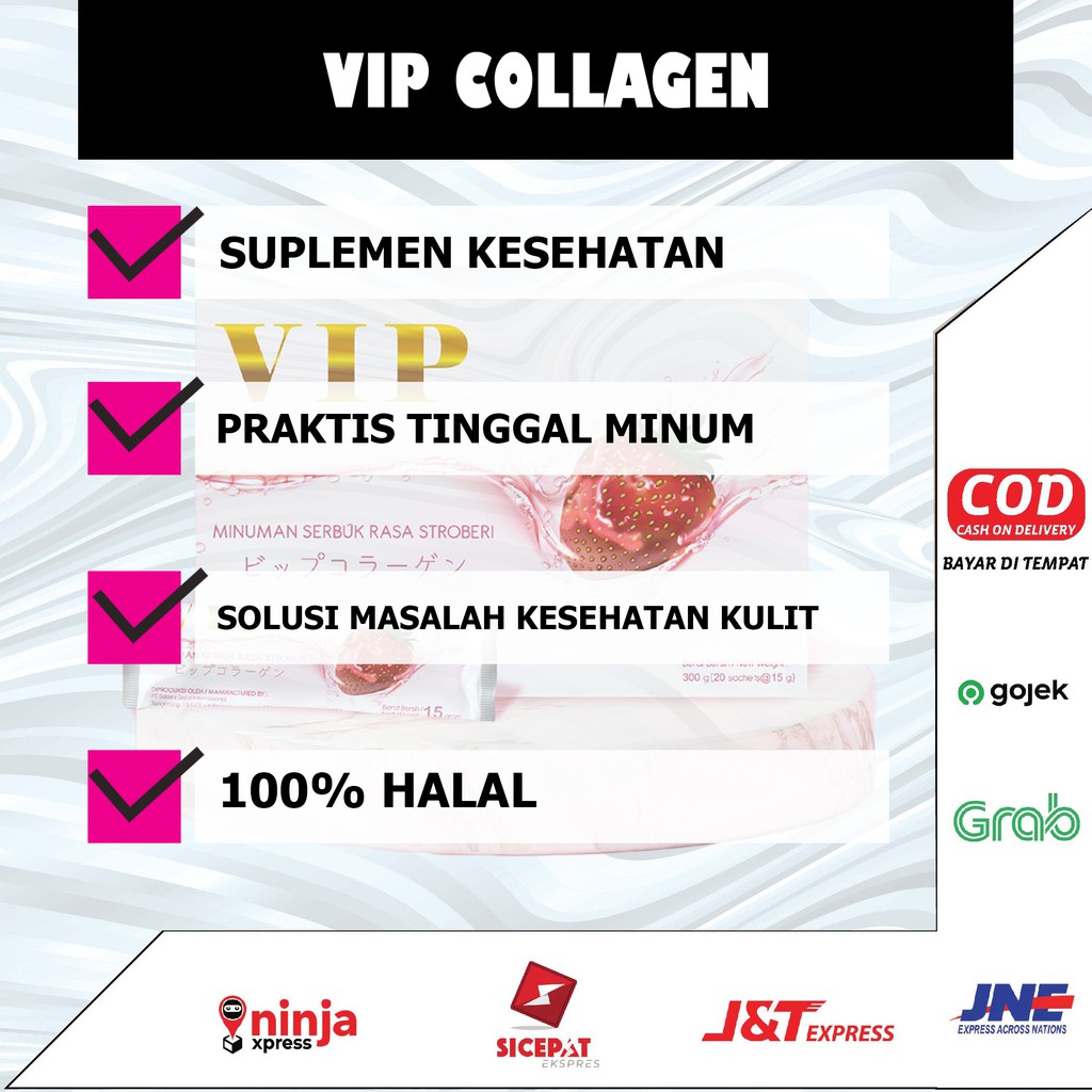 Suplemen Minuman Kolagen Colagen Beauty Drink Kecantikan Pemutih Kulit Badan VIP Collagen BPOM