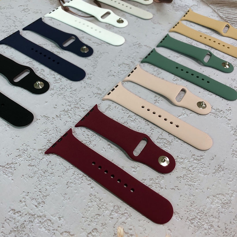 Strap untuk Apple Watch 45 41 38 42 44 40 MM iWatch Sport Silicone Belt Bracelet Series 7 6 SE 5 4 3 2 1 Band