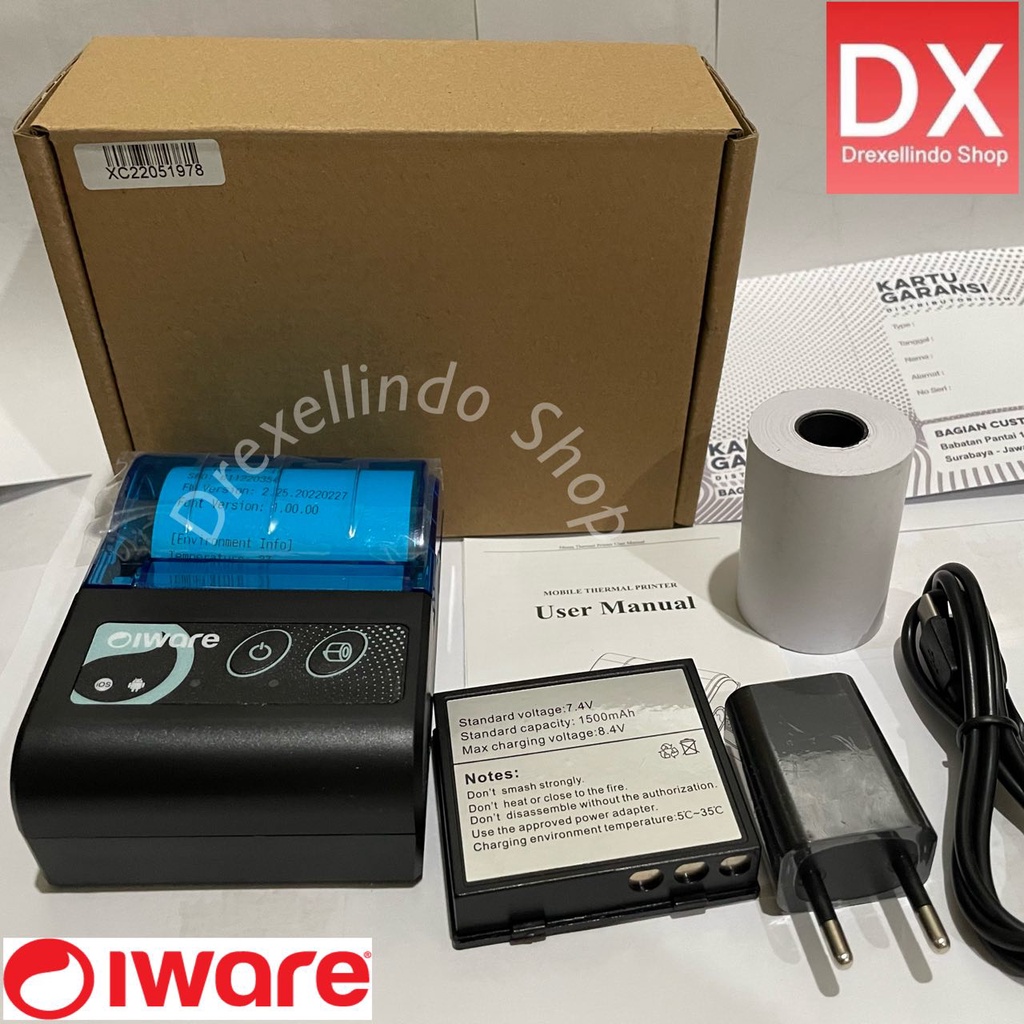 Mobile Printer Thermal Receipt IWARE MP-58MPC USB Bluetooth 58MPC