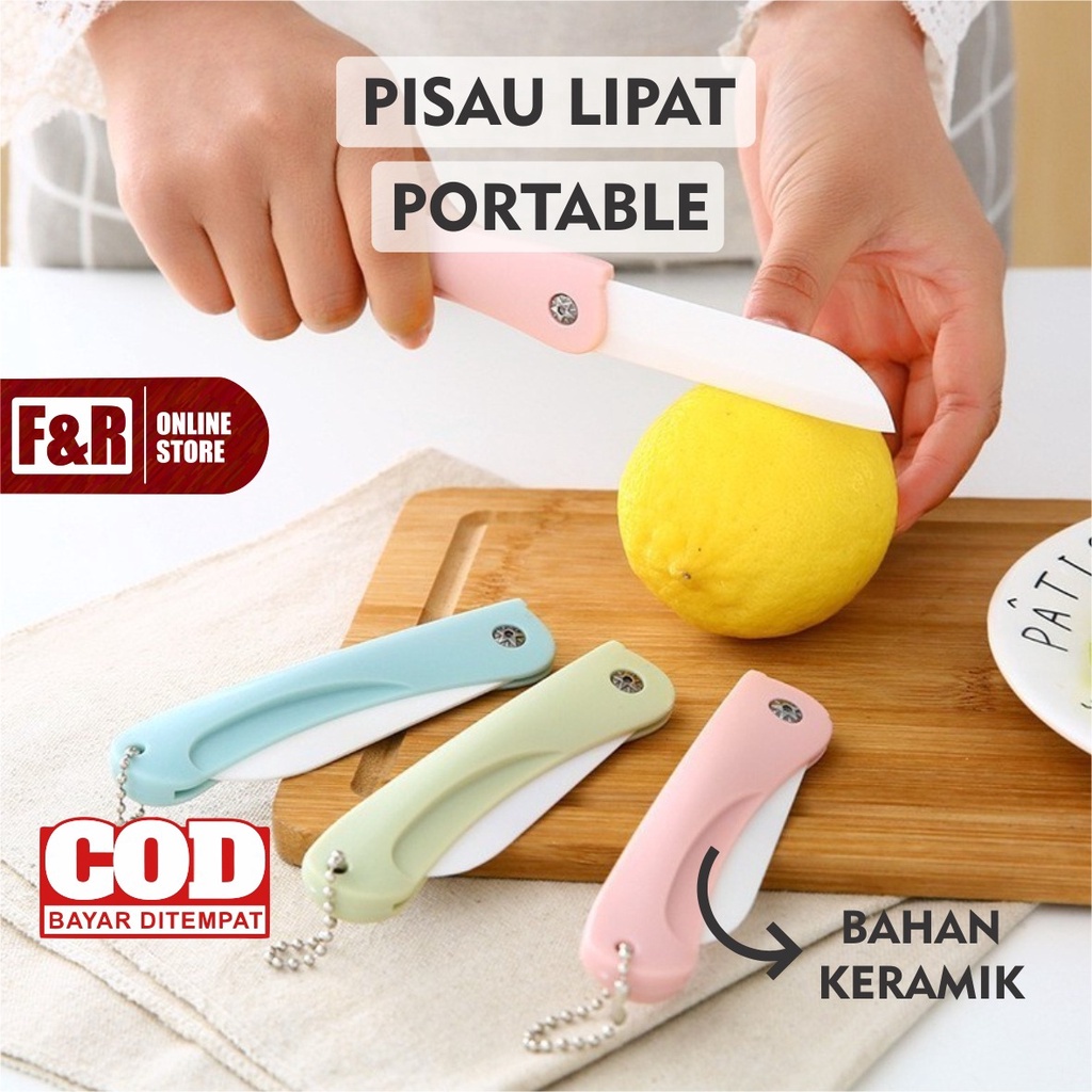 Pisau Dapur Lipat Pisau Travel Keramik Potong Memotong Buah Sayur Portable Folding Ceramic Knife