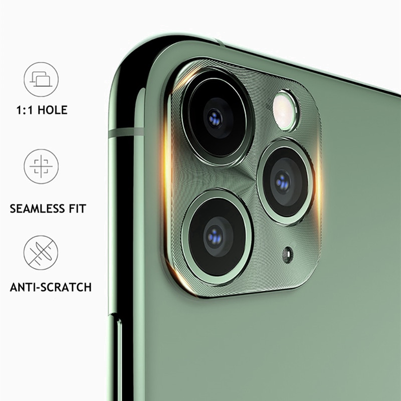 For iPhone 11 Metal Camera Frame Protectors Tempered Glass iPhone11 Pro Max Full Lens Film