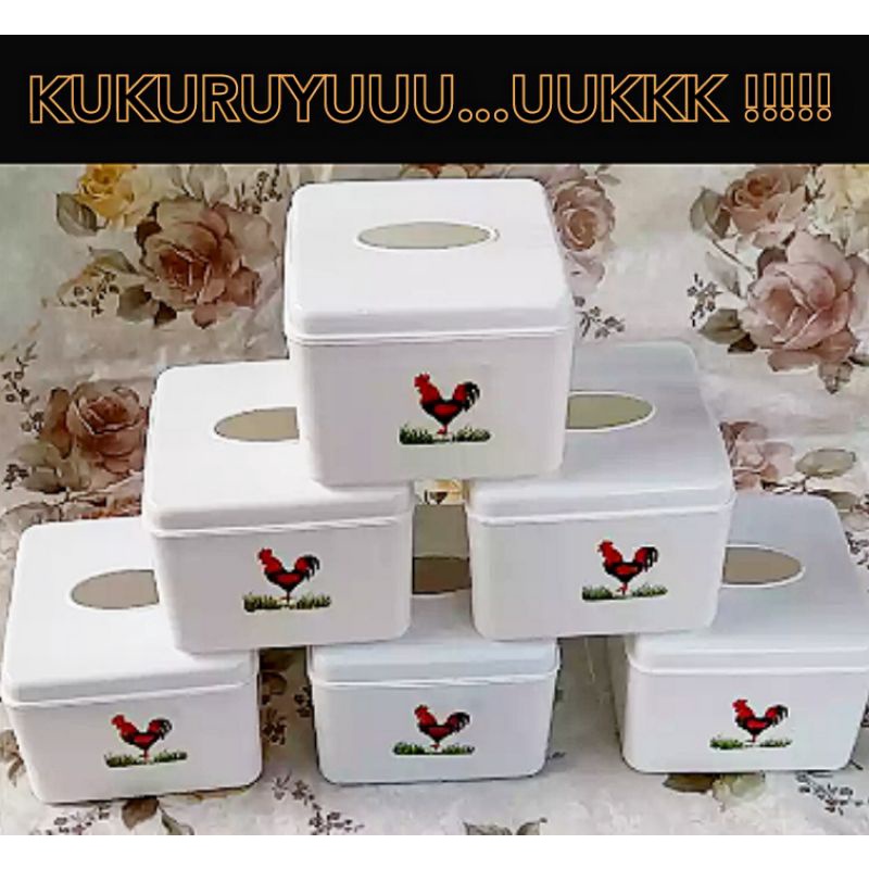 TEMPAT TISSUE KOTAK PLASTIK AYAM JAGO / BOX TISSUE AYAM JAGO