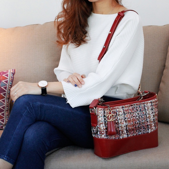 chanel gabrielle tweed hobo bag