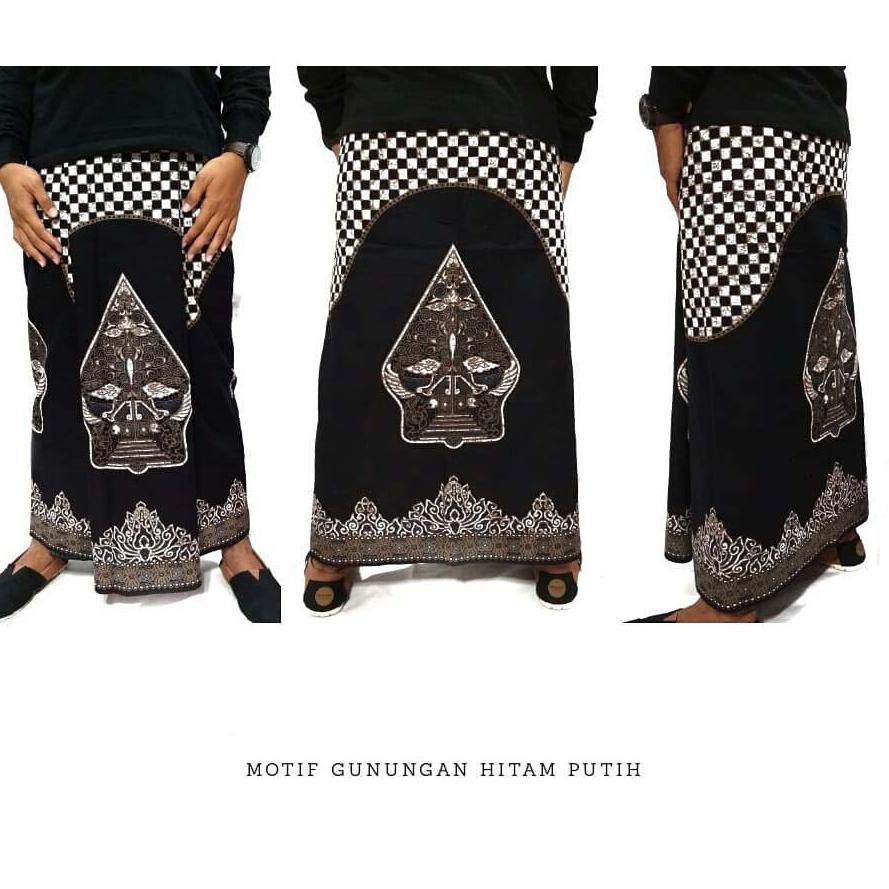 Boleh Diadu Sarung Batik Halus Motif Wayang Gunungan - Warna Hitam Putih  - Sarung Gus Azmi IFL-LOVE