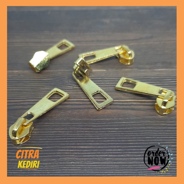 Kepala resleting Kotak Gold/ Emas Uk 5