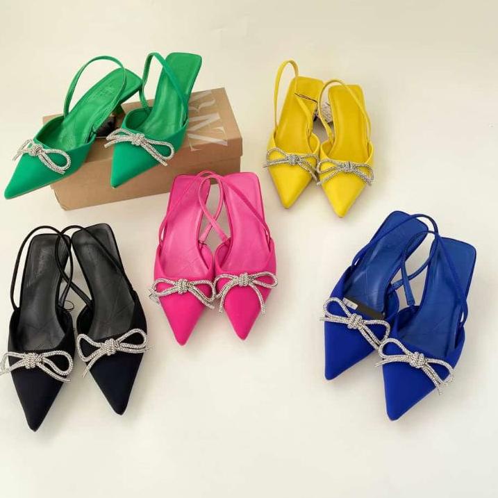 Paling Sesuai.. PROMO SALE Shoes Zara Heels 3 cm Sepatu Sandal Pesta Hitam Pink Biru Navy Hijau Kuni