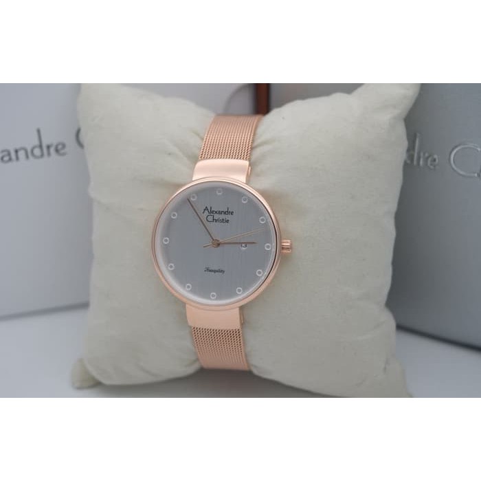 Jam tangan wanita alexandre christie original AC 2509LD FULL ROSEGOLD