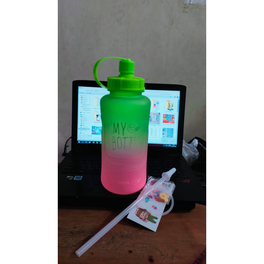 BOTOL MINUM MY BOTTLE VIRAL 2.L / BOTOL MINUM GRADASI 2.L / TEMPAT MINUM PANAS DINGIN ES KOPI TEH SYRUP BUAH BEKAL ANAK SEKOLAH KANTOR KERJA PIKNIK