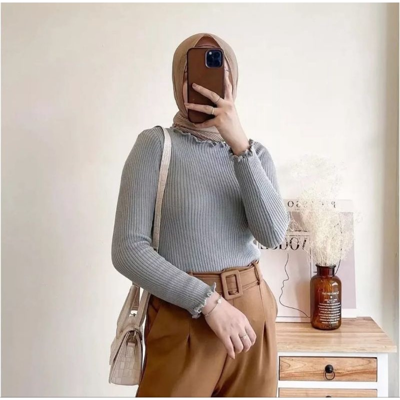 DAISY TURTLENECK / ATASAN RAJUT WANITA LENGAN PANJANG / SWEATER RAJUT WANITA KERAH TINGGI