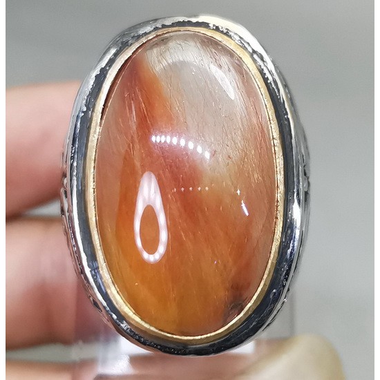BATU CINCIN AKIK ORIGINAL KECUBUNG RAMBUT EMAS MERAH BERKUALITAS