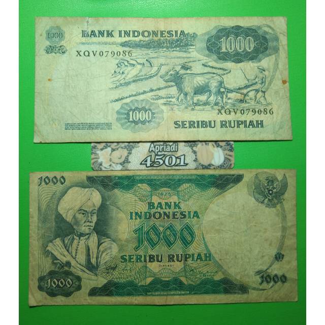 UK065 UANG KUNO ASLI 1000 RUPIAH DIPONEGORO TAHUN 1975 KOLEKSI UANG LAMA KERTAS MAHAR NIKAH #VF