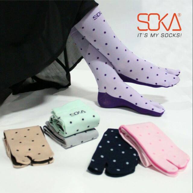 SOKA Kaos Kaki Motif Wanita Polkadot