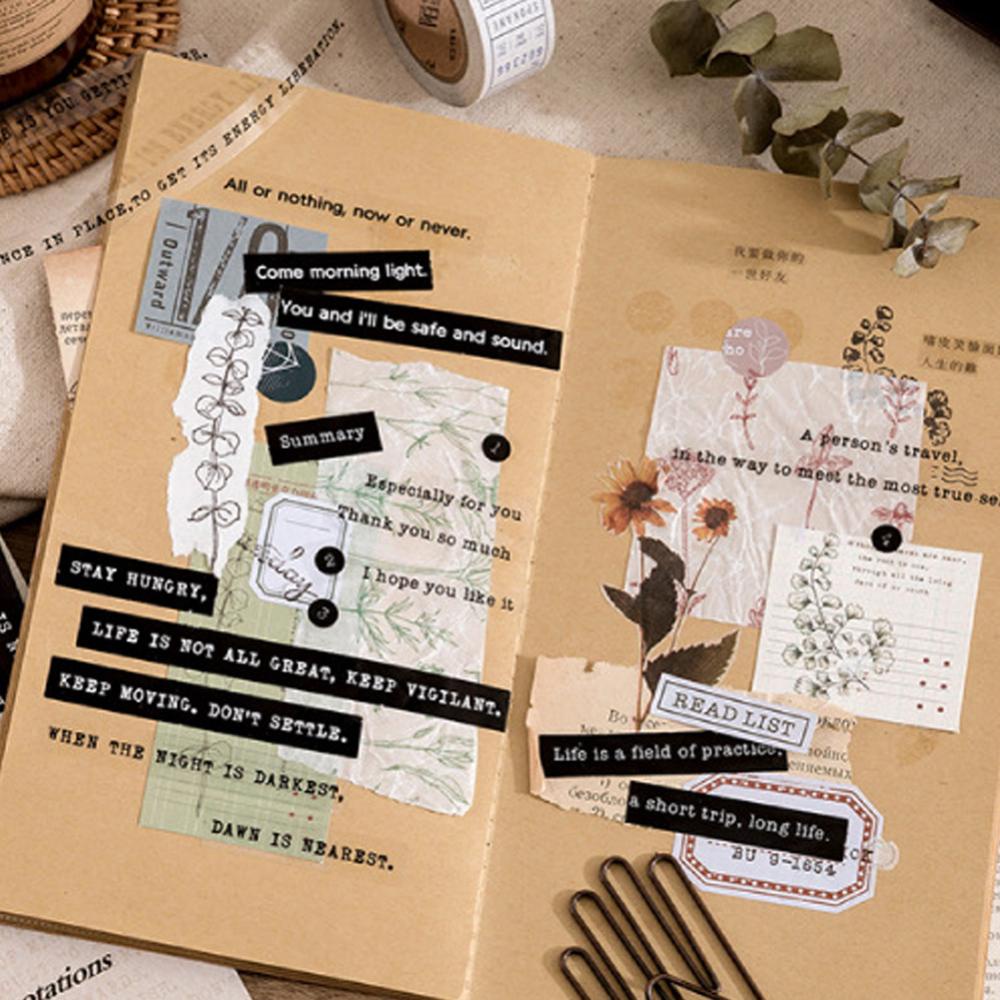 Timekey 40pcs / Pak Stiker Transparan Seri Life Excerpt Warna Hitam Untuk Dekorasi Diary / Scrapbook A8K1