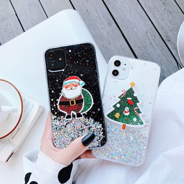Christmas Glitter Case iPhone Oppo Vivo Xiaomi Samsung Huawei Realme Redmi note 8 7 6 5 4 4x pro 5 3