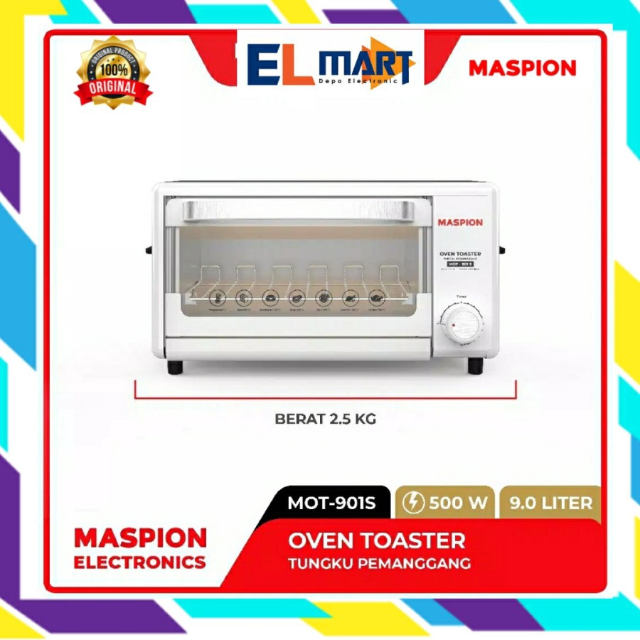 Maspion Oven Toaster MOT 901S - 901 S Pemanggang Listrik 9 Liter 500W