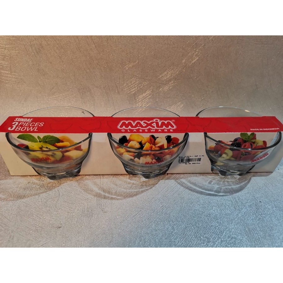 MAXIM Gelas Glassware Sundae Ice Cream Bowl 3 pcs MBSG 288