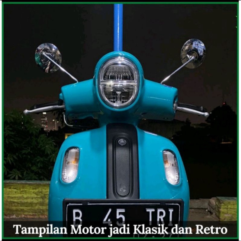 Spion Yamaha FAZZIO Model Bulat Tangki Panjang Dan Pendek Full Chrome