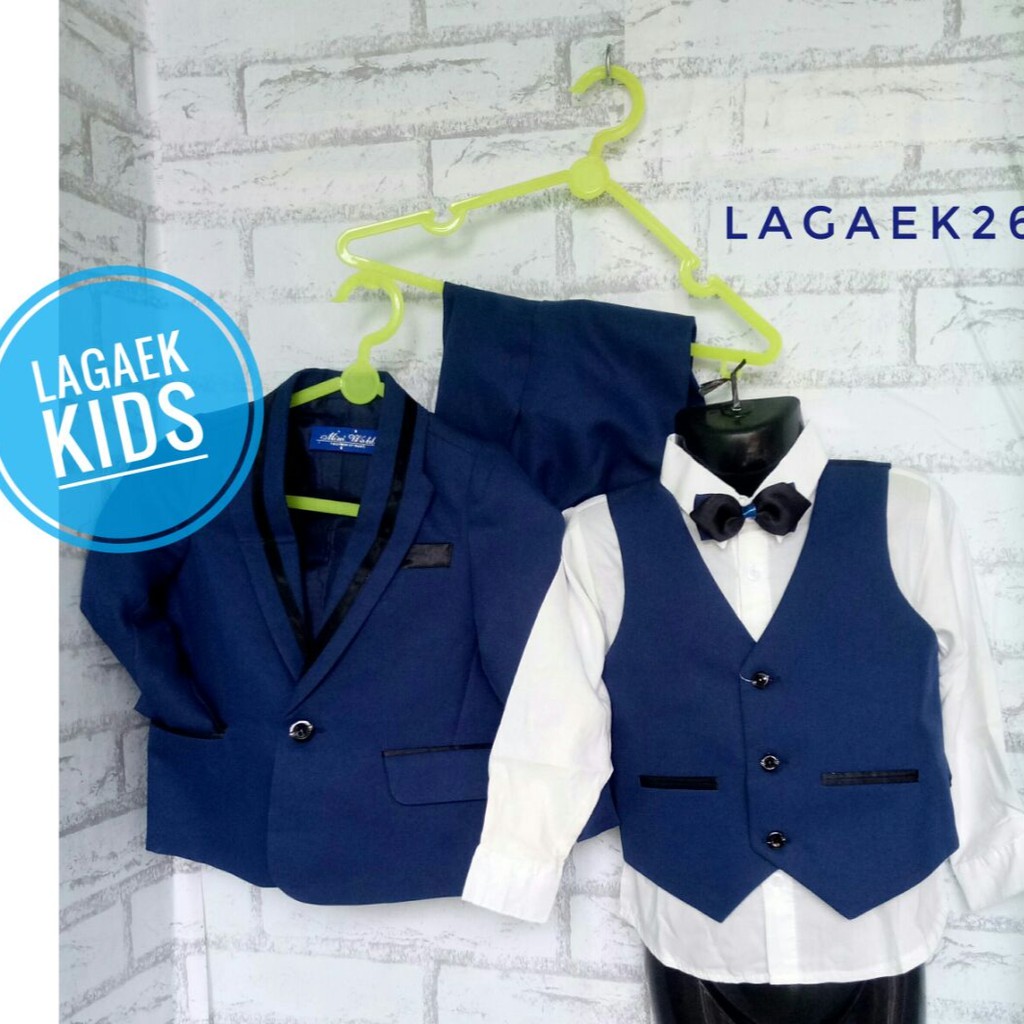 Jas Anak Tuxedo Anak 9 -10 tahun Setelan Tuxedo Anak Setelan Jas Anak Laki Usia 9 10 Tahun Premium NAVY 8in1 - Setelan Pesta Jas Anak Dasi Tuxedo LENGKAP