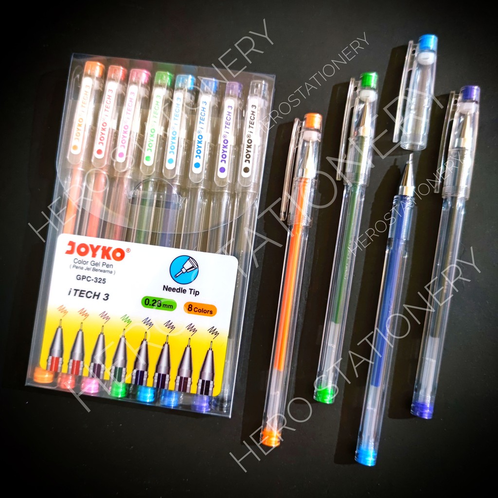 

Color gel pen i tech 3 joyko 0.28 mm 8 warna GPC-325