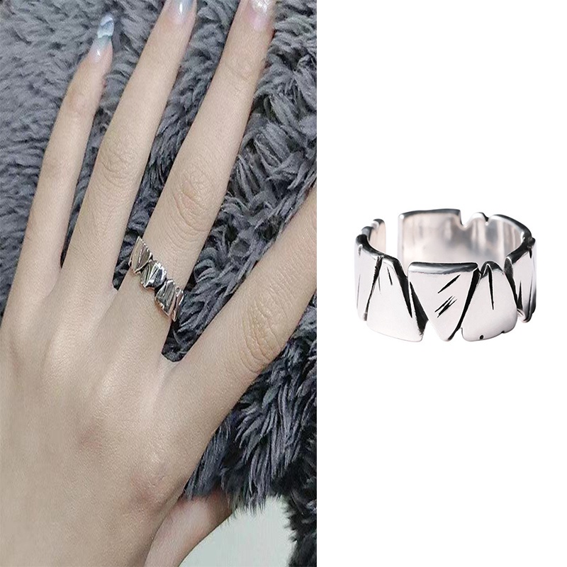 Titanium Tekstur Sea Dry Stone Rotten Couple Ring untuk Pria dan Wanita Pembukaan Dapat Disesuaikan