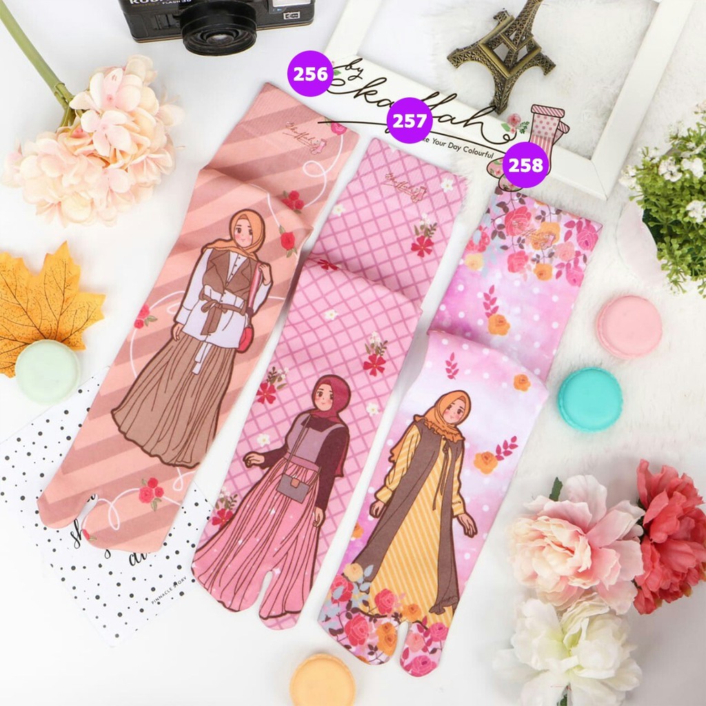 Motif Baru Kaos Kaki Jempol Dewasa Motif Printing Kartun Muslimah Sangat Lembut By Kaffah