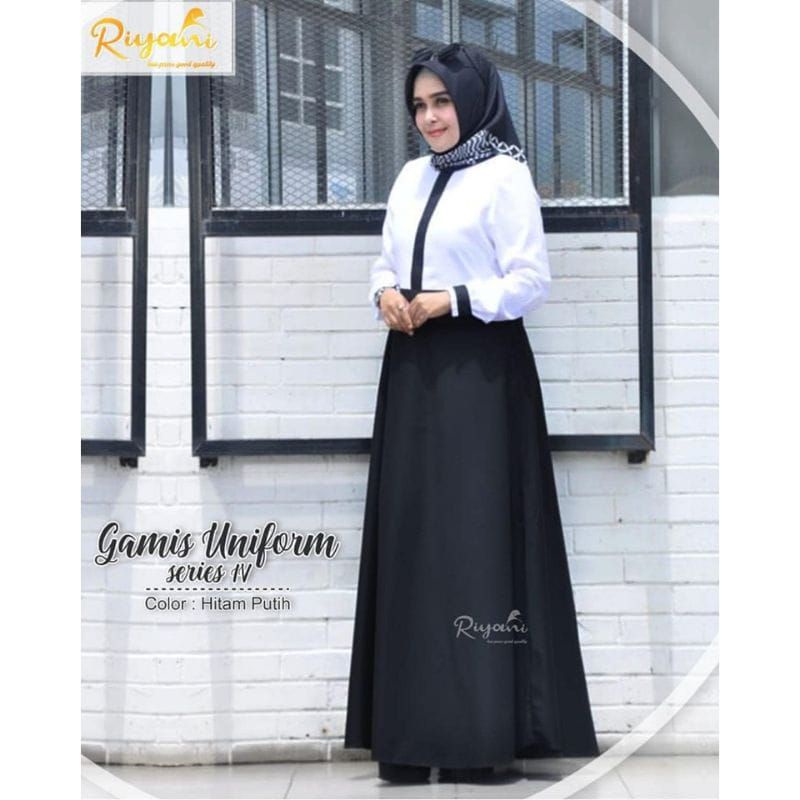 PROMO GAMIS SERAGAM PNS (HITAM PUTIH) GAMIS WANITA PNS/KERJA/DINAS/GURU (S.M.L.XL)