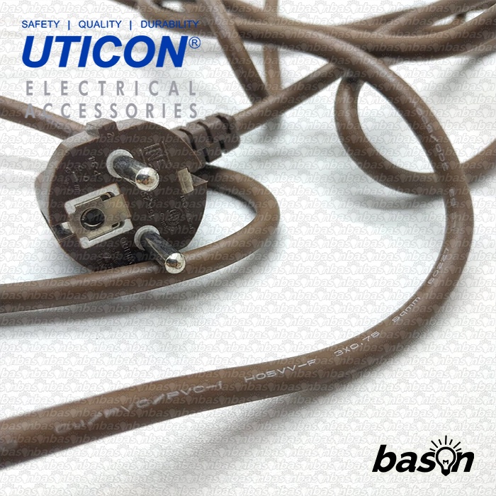 UTICON ST8482SW + 4 Lubang + Kabel 3 Meter - Stop Kontak + Saklar Individual