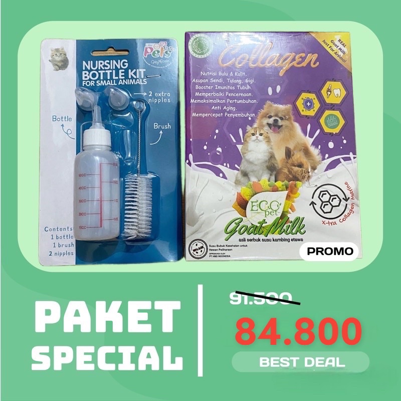 PAKET BUNDLE DOT SUSU 50ml - ECOPET GOAT MILK COLLAGEN KUCING ANJING