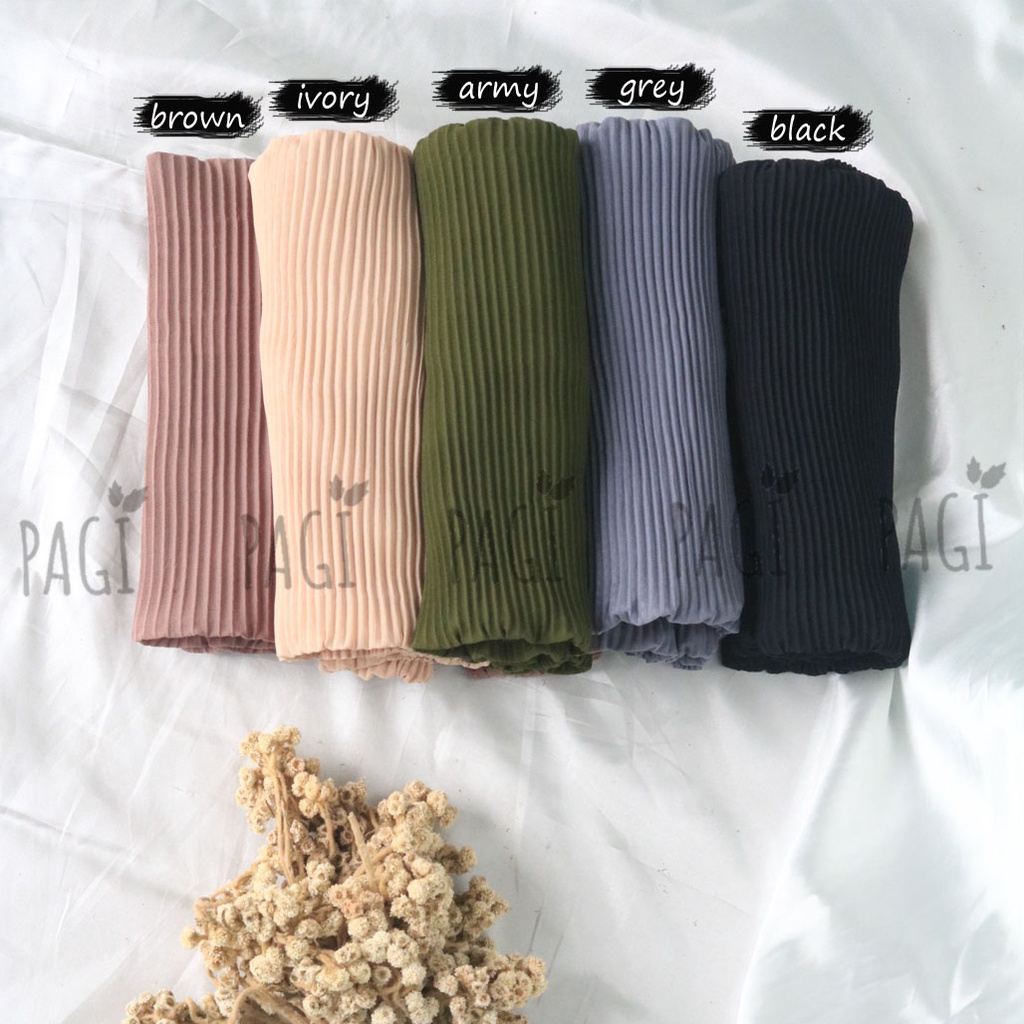 Pashmina Full Plisket Ceruty Babydoll Premium / Chiffon / 180cm x 70cm / Tanpa Garis Tengah / Non Garis