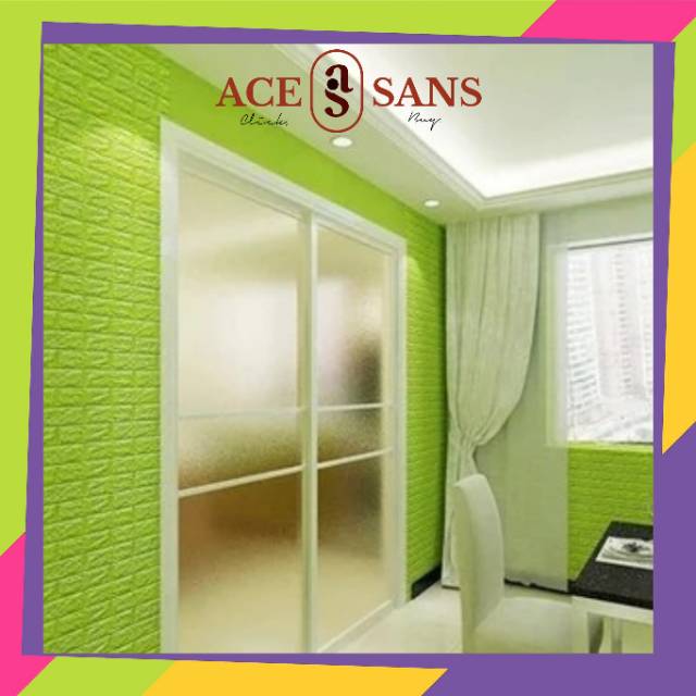 Wallpaper 3D Brickfoam Hijau I Wallpaper 3D Brickfoam Motif Bata Hijau I Wallpaper Murah I Sticker