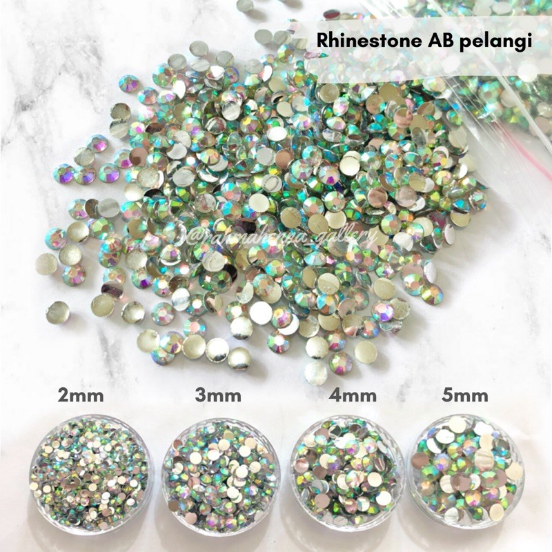 Rhinestone / gemstone AB PELANGI size 2 3 4 5mm non hotfix