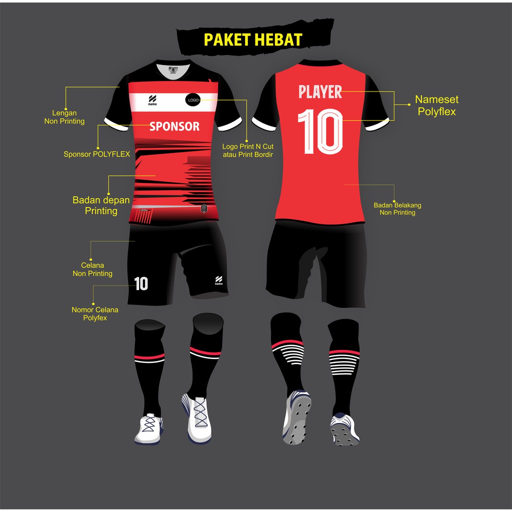 CUSTOM JERSEY PRINTING BANDUNG JERSEY FUTSAL JERSEY BOLA ORIGINAL PAKET HEMAT BAHAN DRYFIT MILANO