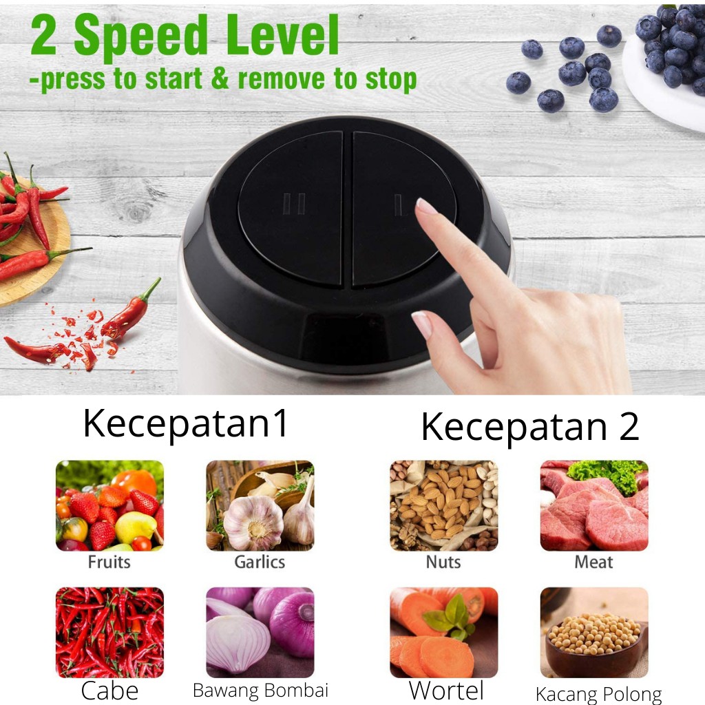 HARSMOND MESIN PENGGILING DAGING, SAYUR &amp; BUAH HARS-31 PREMIUM KAPASITAS 2 LITER STAINLESS STEEL