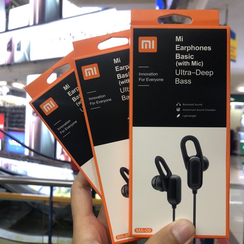 Earphone MI M09 Sport stereo bass music telfon headset mic