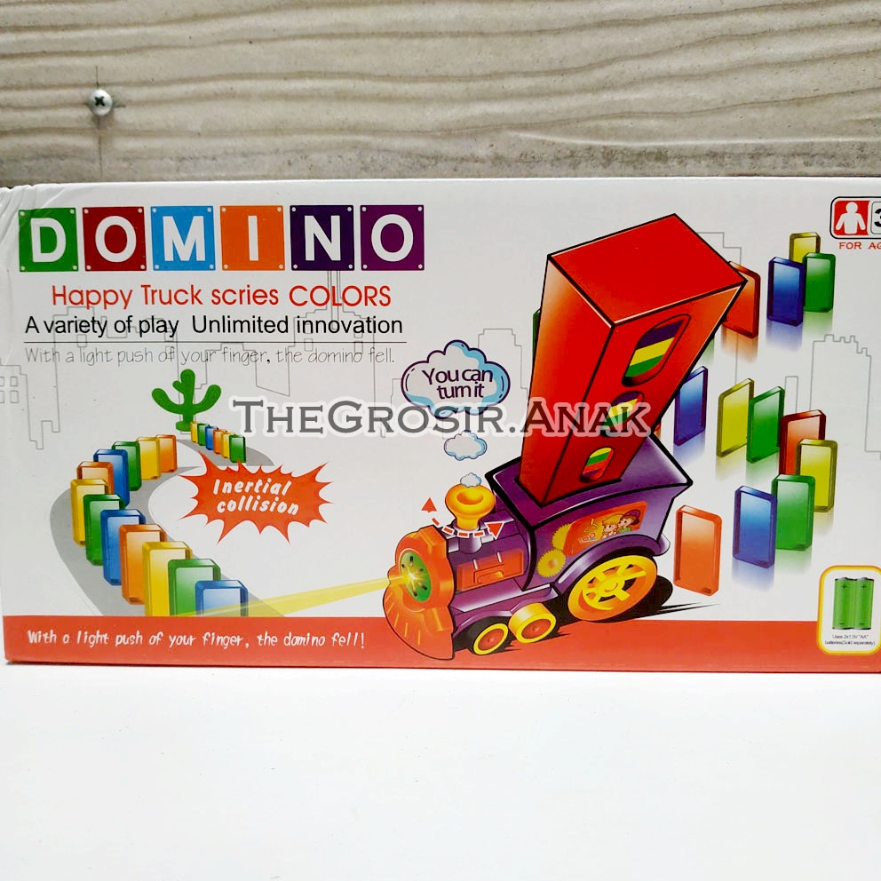 Domino Happy Train ISI 80PCS Mainan Edukasi Susun Lokomotif Kereta Api Domino