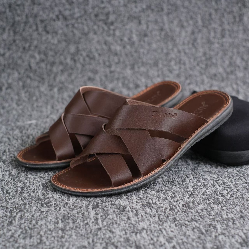 SANDAL SLIDE PRIA DEWASA SANTAI PRIA MINING BARLIN 0605 KULIT ASLI ORIGINAL CASUAL 100% PRIA KERJA KANTOR NYAMAN || SANDAL SLOP PRIA INDIAN TERBARU LEBARAN 2022