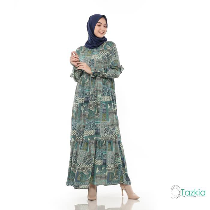 Dilla ID Tazkia Dress Muslim Original| Naila Hijau| Gamis Viscose | Tazkia Hijab - Hijau